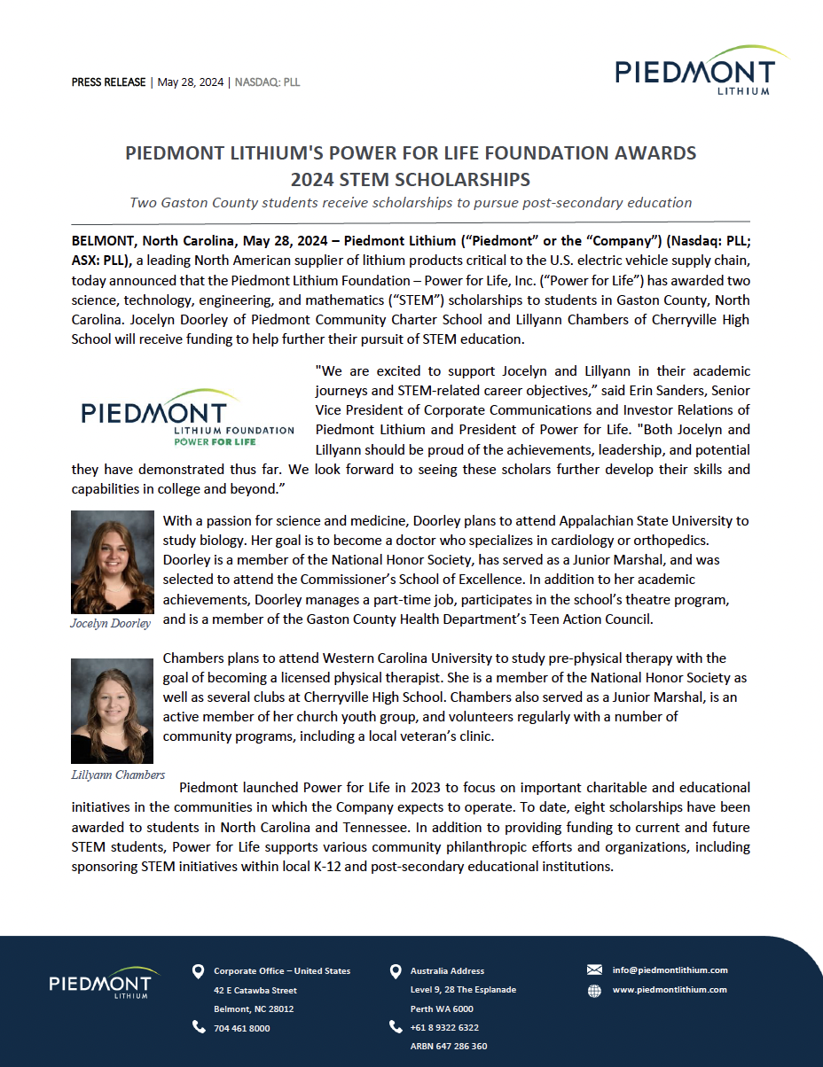 page icon for 2024 Power for Life Scholarships press release