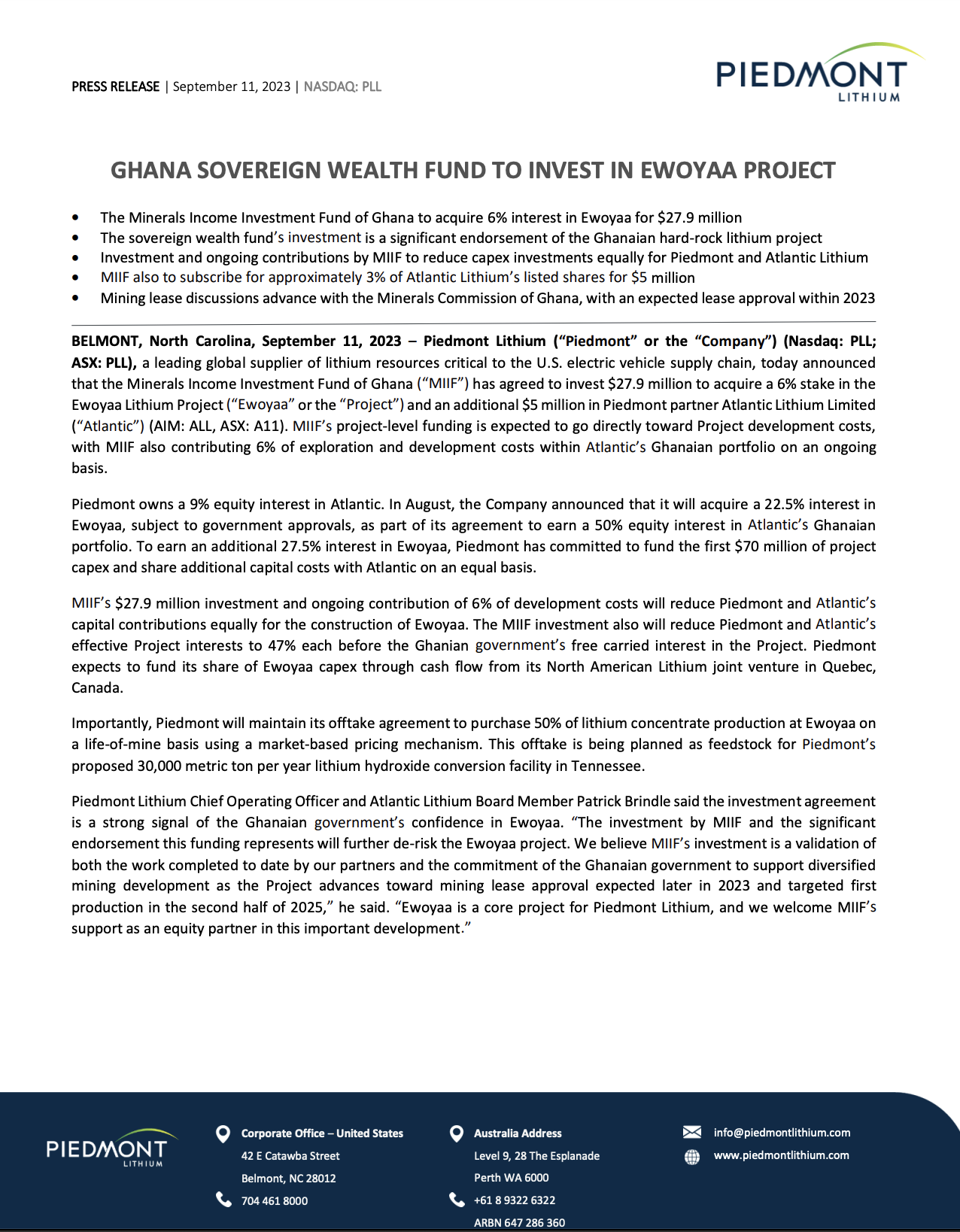 screenshot of 1st page of press release